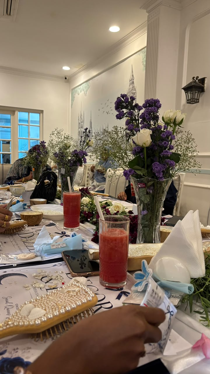 Pink drinks and flowers